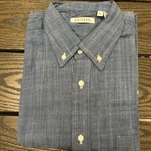 Men’s Gustin long sleeve casual button down shirt 100% cotton denim